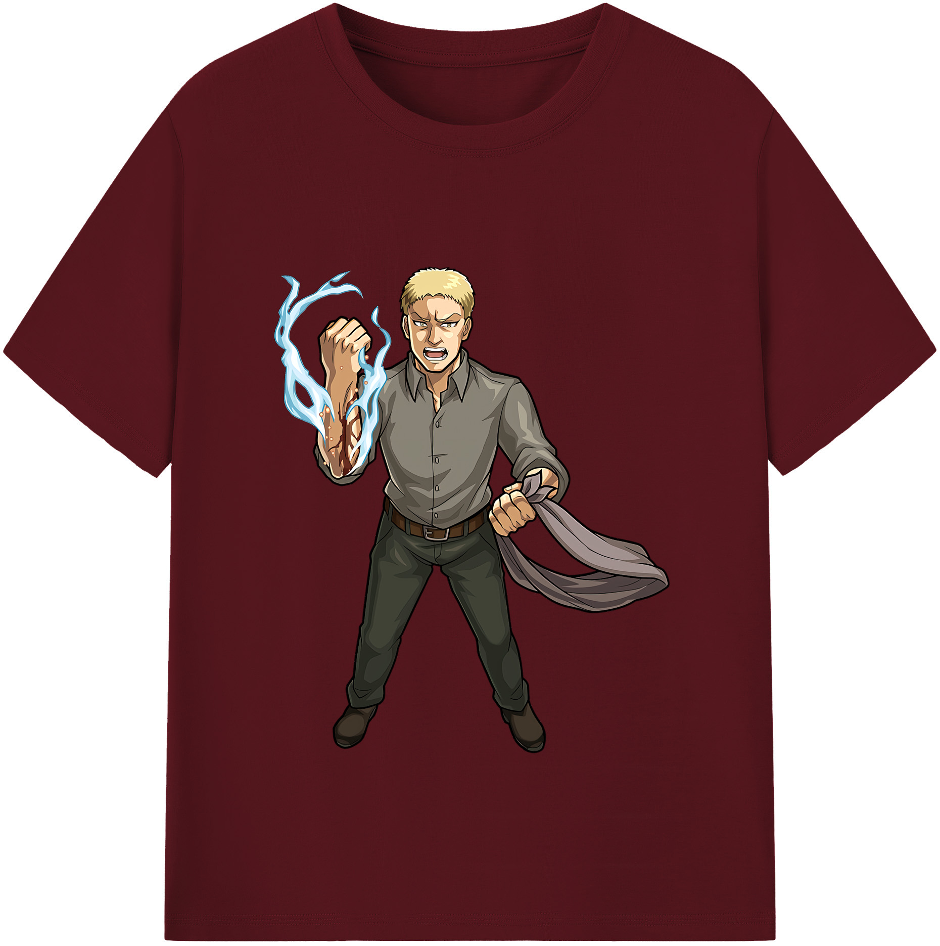 （画像用） 進撃の巨人 ライナー・ブラウン Attack on Titan Reiner Braun 綿100％半袖Tシャツ（フロントプリント）